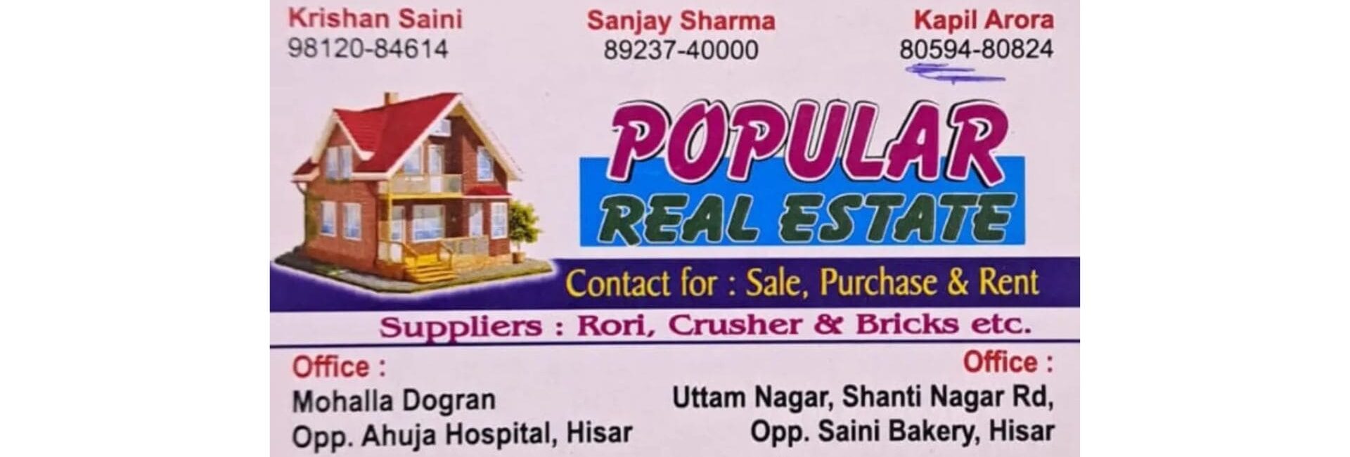 Popular Real Estate - Real estate agent in Hisar